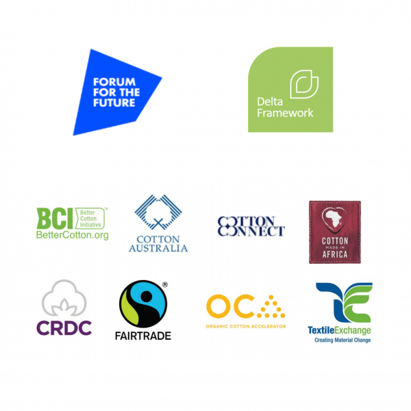 BCI, Cotton Australia, Cotton Connect, Cotton made in Africa, CRDC, Fairtrade, OCA and Textile Exchange logos