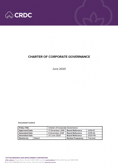Cover of CRDC's Charter of Corporate Governance. 