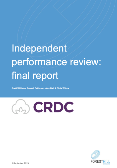 Cover of CRDC's Independent Performance Review report