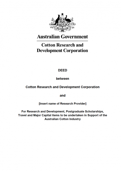 Cover of CRDC's Research Deed. 
